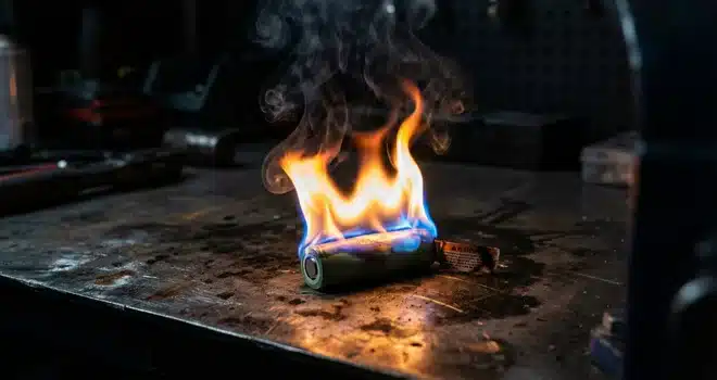 Feu sur batterie lithium ion