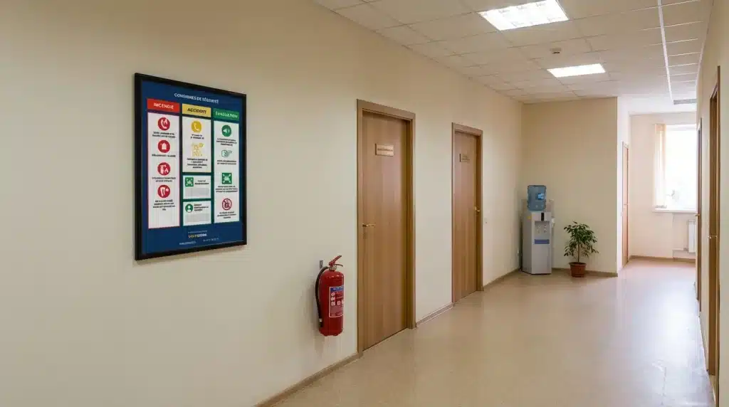 Affichage obligatoire dans le couloir d'un bureau d'entreprise